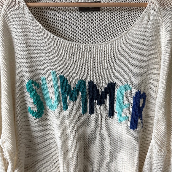 Wooden Ships SUMMER White Colorful Open Knit Sweater M/L - Picture 4 of 6